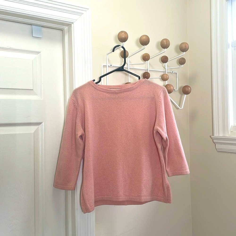 Iris Singer - 3/4 Sleeve Cashmere Sweater - Dusty Rose / Pink - XL